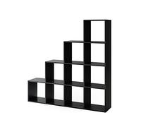 Vicco Estantería escalonada, Negro, 142.5 x 140 cm | utilizable como separador de ambientes con diseño en forma de escalera