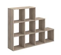 Vicco Estantería escalonada, Sonoma, 142.4 x 107.8 cm | utilizable como separador de ambientes con 9 compartimentos abiertos
