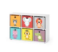 Vicco Estantería Infantil, Blanco, 72 x 107.8 cm | con 6 cajas plegables de colores, ideales para guardar juguetes y libros