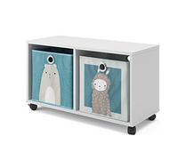 Vicco Estantería Infantil, Blanco, 72 x 42.4 cm | con 2 cajas plegables, móvil sobre ruedas con dos estantes abiertos