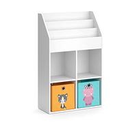 Vicco Estantería Infantil Luigi, Blanco, 72 x 114.2 cm | con 2 cajas plegables, combinable para almacenar juguetes y libros