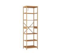 Vicco Estantería Novaro, Bambú, 48.3 x 166.5 cm | con 7 compartimentos, apto para guardar libros, archivos y objetos decorativos