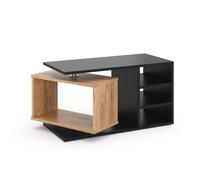 Vicco Mesa de Centro Rafi, Negro, 88 x 35 cm, con Estante Giratorio y Superficies de Almacenamiento Abiertas