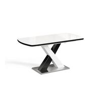 Vicco Mesa de Comedor Chinto, Negro/Blanco, 120-160 x 80 cm | Extensible, con estructura en X y mecanismo de extensión sincronizado