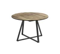 Vicco Mesa de Comedor Loyd, Roble rústico/Negro, 120-160 x 120 cm