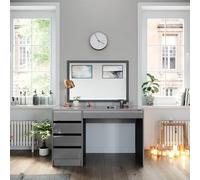 Vicco Mesa de Maquillaje Sherry, Gris 120 cm | sin espejo · 5 cajones · De suelo · Aspecto sin tiradores · Tablero espacioso