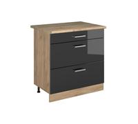 Vicco Mueble bajo de Cocina R-Line, Antracita Alto Brillo/Roble Dorado 80 cm