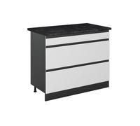 Vicco Mueble bajo de Cocina R-Line, Blanco/Antracita 100 cm | 3 Cajones · Encimera incl. · Patas regulables en altura · ✓ Fácil acceso · ✓ Libremente combinable