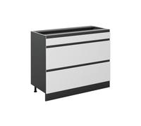 Vicco Mueble bajo de Cocina R-Line, Blanco/Antracita 100 cm | 3 Cajones · Sin encimera · Patas regulables en altura · ✓ Fácil acceso · ✓ Libremente combinable