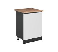 Vicco Mueble bajo de Cocina R-Line, Blanco/Antracita 60 cm | 1 Puerta · Encimera incl. · Patas regulables en altura · 1 Estante · Libremente combinable