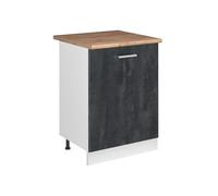 Vicco Mueble bajo de Cocina R-Line, Hormigón Negro/Blanco 60 cm | 1 Puerta · Encimera incl. · Patas regulables en altura · 1 Estante · Libremente combinable