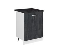 Vicco Mueble bajo de Cocina R-Line, Hormigón Negro/Blanco 60 cm | 1 Puerta · Encimera incl. · Patas regulables en altura · 1 Estante · Libremente combinable