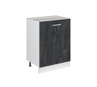 Vicco Mueble bajo de Cocina R-Line, Hormigón Negro/Blanco 60 cm | 1 Puerta · Sin encimera · Patas regulables en altura · 1 Estante · Libremente combinable