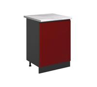 Vicco Mueble bajo de Cocina R-Line, Rojo/Antracita 60 cm | 1 Puerta · Encimera incl. · Patas regulables en altura · 1 Estante · Libremente combinable