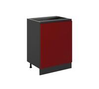Vicco Mueble bajo de Cocina R-Line, Rojo/Antracita 60 cm | 1 Puerta · Sin encimera · Patas regulables en altura · 1 Estante · Libremente combinable