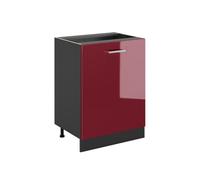 Vicco Mueble bajo de Cocina R-Line, Rojo de Alto Brillo/Antracita 60 cm | 1 Puerta · Sin encimera · Patas regulables en altura · 1 Estante · Libremente combinable