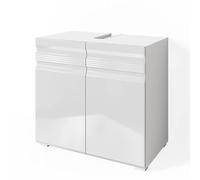 Vicco Mueble bajo Lavabo Fredd, Blanco Alto Brillo, 60 x 56 cm | 2 Puertas · 2 compartimentos · Recorte para sifón · Interior espacioso · Almacenamiento organizado
