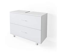 Vicco Mueble bajo Lavabo Ilias, Blanco, 80 x 60.8 cm | 2 Cajones · Recorte para sifón · mucho espacio de almacenamiento · Para productos de cuidado y artículos de baño