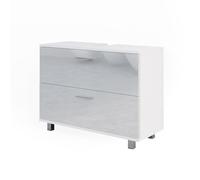 Vicco Mueble bajo Lavabo Ilias, Blanco Alto Brillo, 80 x 60.8 cm | 2 Cajones · Recorte para sifón · mucho espacio de almacenamiento · Para productos de cuidado y artículos de baño