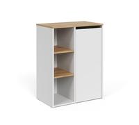 Vicco Mueble de baño Viktor, Blanco/Artesano, 68 x 88.2 cm con estantes Abiertos y cesto para la Ropa, con Cesta de Ropa integrada para un Almacenamiento Discreto