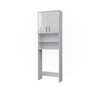 Vicco Mueble para Lavadora Irma, Blanco Alto Brillo, 64 x 190.5 cm | 2 Puertas · 4 compartimentos · Para lavadoras de 60 cm · Espacio para detergente · Accesorios de lavado a mano