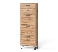 Vicco Mueble zapatero Amber, Roble Wotan, 60 x 168 cm | con 4 compartimentos, para colocar libros, lámparas y objetos cotidianos