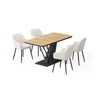 Vicco Set de Mesa de Comedor Fenaro, Roble Dorado/Negro, 120 x 80 cm | con 4 sillas de comedor