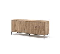 Vicco Tablero bajo Eliza, Roble Vikingo, 150 x 60 cm | con 3 cajones, 2 puertas, apto para almacenamiento y como soporte para televisor