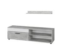 Vicco Tablero bajo y estantería Berno, Hormigón/Blanco | con 1 solapa, apto para montaje en pared para televisores de hasta 65 pulgadas