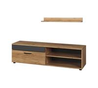 Vicco Tablero bajo y estantería Berno, Roble Dorado/Antracita | con 1 solapa, apto para montaje en pared para televisores de hasta 65 pulgadas