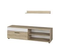 Vicco Tablero bajo y estantería Berno, Sonoma/Blanco | con 1 solapa, apto para montaje en pared para televisores de hasta 65 pulgadas