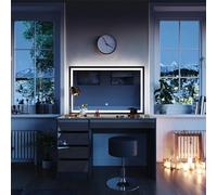 Vicco Tocador Sherry, Antracita 120 cm | ✓ Espejo LED · ✓ Taburete · 5 cajones · De suelo · Aspecto sin tiradores