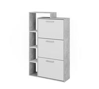 Vicco Volquete zapatero Orlando, Blanco/hormigón, 80 x 128.3 cm | con 3 compartimentos, para el almacenamiento y la organización de zapatos