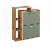 Vicco Volquete zapatero Orlando, Goldkraft roble/verde, 80 x 90 cm | con dos estantes plegables para un almacenamiento de zapatos que ahorra espacio