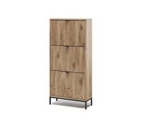Vicco Zapatera abatible Eliza, Roble vikingo, 60 x 130 cm | con 3 cajones plegables, apto para montaje en pared para uso en pasillos