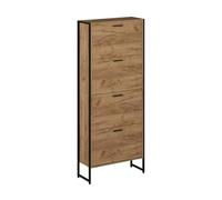 Vicco Zapatera abatible Folda, Goldkraft roble/negro, 63 x 152.5 cm | con 4 compartimentos basculantes, apto para almacenar hasta 8 pares de zapatos