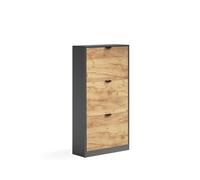 Vicco Zapatera abatible Gizmo, Roble dorado/Antracita, 59 x 112 cm | con 3 compartimentos