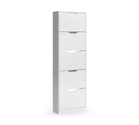 Zapatera abatible Vicco Luca Blanco 59 x 180.5 cm con 5 compartimentos basculantes, Model 61435