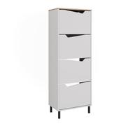Vicco Zapatera abatible Marelle, Blanco/Artesano, 60 x 167.4 cm | con 4 compartimentos, apto para el almacenamiento y la organización de zapatos