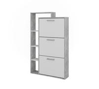 Vicco Zapatera abatible Orlando, Blanco/hormigón, 80 x 128.3 cm con 3 compartimentos abatibles