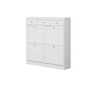 Vicco Zapatera abatible Vitto, Blanco, 100 x 99.5 cm | con 3 cajones y 4 compartimentos plegables, para el almacenamiento que ahorra espacio de zapatos y accesorios