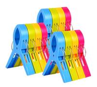 Vicloon 12Pcs Pinzas de Toalla de Playa Grande Fuerte Clips Plástico,Resistente Clips Brillante Color Pinza de la Ropa,Resistentes al Viento,para la Ropa Pesada