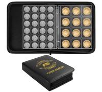 Vicloon 300 Bolsillos Álbum de Monedas, 15 Páginas Álbum Colección de Monedas con Cremallera, Organizador de Monedas de 3,5 CM y 4,5 CM, para Coleccionistas, Todas Las Monedas