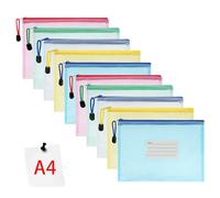 Vicloon Bolsa de Archivo de Multicolor Cremallera, 10 Pcs A4 Bolsa de Documentos con Etiqueta Multicolor de Malla Bolsa de Archivo Bolsas de Cremallera de Almacenamiento de Oficina Accesorios