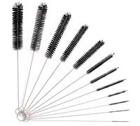Vicloon Conjunto de 12 Piezas Botella de Limpieza Cepillos, 21cm de Largo Nylon Cepillos de Botella, Tubo Limpieza del Sistema de Cepillo para Pajita, Botella, Tetera, Copa - Negro