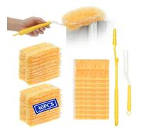 Vicloon Plumero Atrapapolvo Doble Cara, 30Pcs Plumero Duster Recambios Kit Antiestático Atrapan y Bloquean el Polvo y los Alérgenos para Limpiar Persianas Pelo de Animales con 2 Mango para Swiffer Kit