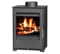 VICTORIA-05 Ltd. Estufa de leña de madera, 5 kW, horno de combustión continua, horno de taller, estufa de sueco, estufa de cabaña, color gris