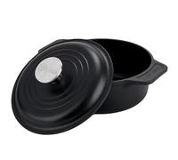 Victoria Horno Holandés Hierro Fundido Curado 20cm/ 1,9L Inducción Cocotte Curada para Crear Antiadherente Libre de Tóxicos sin PTFE, Apta para Barbacoa, Horno, Vitrocerámica, Gas