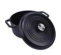 Victoria Horno Holandés Hierro Fundido Curado 27cm/ 5,7L, Inducción Cocotte Curada para Crear Antiadherente Libre de Tóxicos sin PTFE, Apta para Barbacoa, Horno, Vitrocerámica, Gas