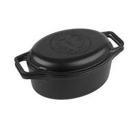 Victoria Horno Holandés Olla y Sartén Inducción Hierro Fundido Esmaltado 31cm Ovalado, Juego 2 Piezas Cocotte 5,7L, sin PTFE ni PFOA, Apta para Fuego, Barbacoa, Horno, Vitrocerámica, Gas